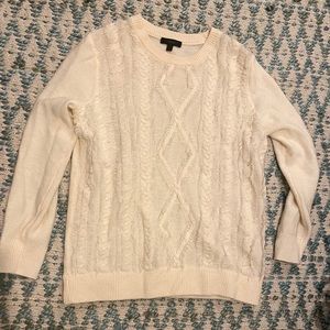 J. Crew cream crewneck cable knit sweater